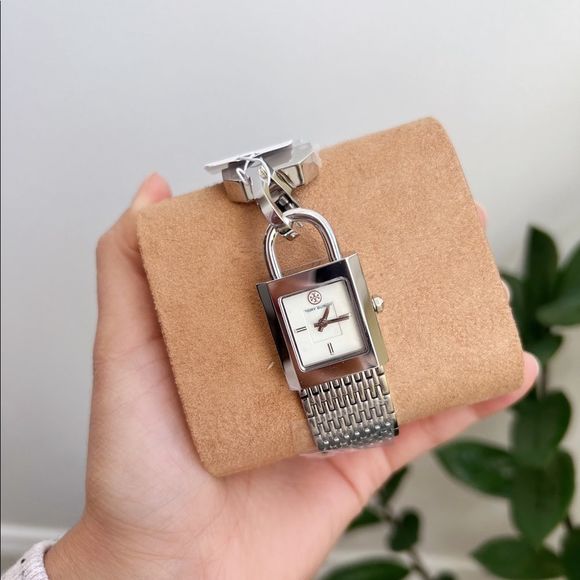 Tory Burch Surrey Silver Tone Stainless Watch Chain Lock Bracelet TBW7101 main image 4